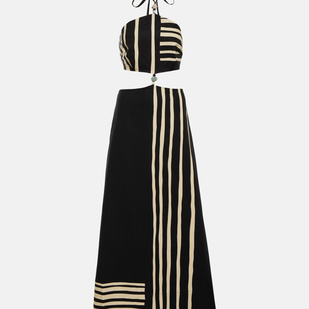 SIR. Linocut Beaded Halter Maxi Dress (size S)